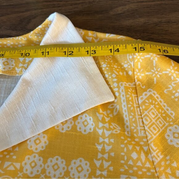 ❤️ Vintage Made in Canada Chic Yellow Patterned Midi Dress 10 - Picture 6 of 11